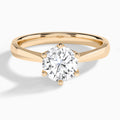 Round Mystique Halo Six-Prong Lab Diamond Engagement Ring In 14K Rose Gold - Lucenjuri