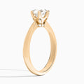Round Mystique Halo Six-Prong Lab Diamond Engagement Ring In 14K Rose Gold, Angle View