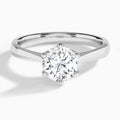 Round Mystique Halo Six-Prong Lab Diamond Engagement Ring In 14K White Gold - Lucenjuri