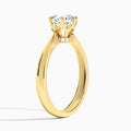 Round Mystique Halo Six-Prong Lab Diamond Engagement Ring In 14K Yellow Gold, Angle View