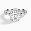 Asscher Luxe Halo Luna Lab Grown Diamond Engagement Ring In Platinum - Lucenjuri
