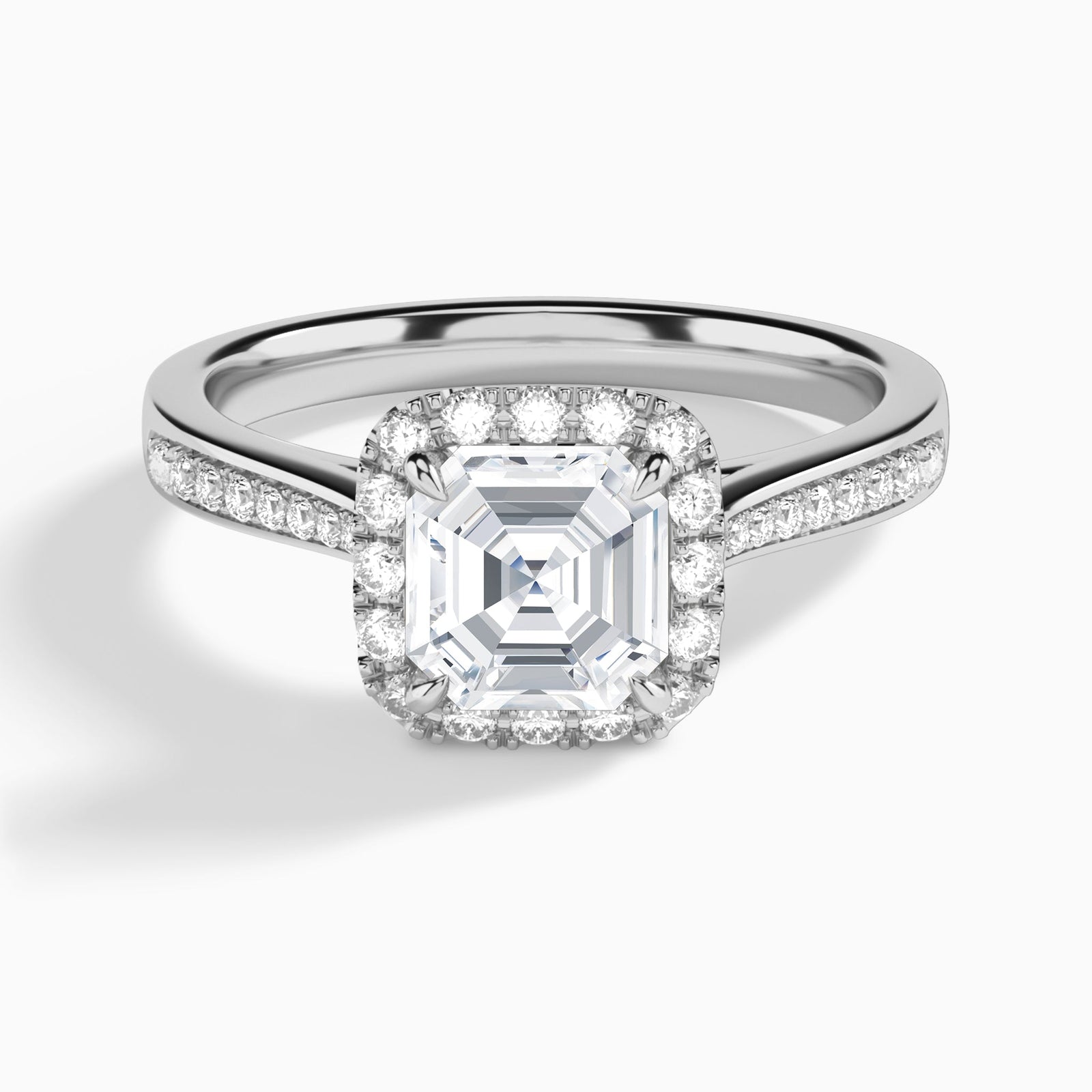 Asscher Luxe Halo Luna Lab Grown Diamond Engagement Ring In Platinum - Lucenjuri