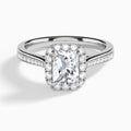 Radiant Luxe Halo Luna Lab Grown Diamond Engagement Ring In Platinum - Lucenjuri