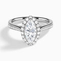 Marquise Luxe Halo Luna Lab Diamond Engagement Ring In 14K White Gold - Lucenjuri