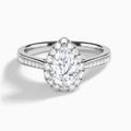 Pear Luxe Halo Luna Lab Diamond Engagement Ring In 14K White Gold - Lucenjuri