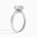 Radiant Luxe Halo Luna Lab Diamond Engagement Ring In 14K White Gold, Angle View