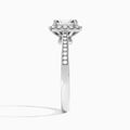 Radiant Luxe Halo Luna Lab Diamond Engagement Ring In 14K White Gold, Side View