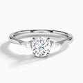 Round Three Stone Lab Diamond Engagement Ring In 18K White Gold - Lucenjuri