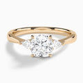 Cushion Couture Three Stone Lab Diamond Engagement Ring In 14K Rose Gold - Lucenjuri