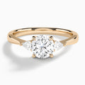 Round Couture Three Stone Lab Diamond Engagement Ring In 14K Rose Gold - Lucenjuri