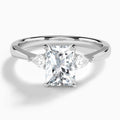 Radiant Couture Three Stone Lab Diamond Engagement Ring In 14K White Gold - Lucenjuri