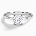 Round Couture Three Stone Lab Diamond Engagement Ring In 18K White Gold - Lucenjuri