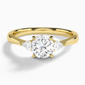 Round Couture Three Stone Lab Diamond Engagement Ring In 14K Yellow Gold - Lucenjuri