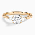 Cushion Adorned Couture Three Stone Lab Diamond Engagement Ring In 14K Rose Gold - Lucenjuri