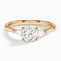 Round Adorned Couture Three Stone Lab Diamond Engagement Ring In 14K Rose Gold - Lucenjuri