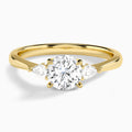 Round Adorned Couture Three Stone Lab Diamond Engagement Ring In 14K Yellow Gold - Lucenjuri