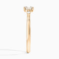 Cushion Perfect Fit Three Stone Lab Diamond Engagement Ring In 14K Rose Gold, Side View