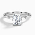 Radiant Perfect Fit Three Stone Lab Diamond Engagement Ring In 14K White Gold - Lucenjuri