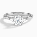 Round Perfect Fit Three Stone Lab Diamond Engagement Ring In 14K White Gold - Lucenjuri