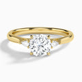 Round Perfect Fit Three Stone Lab Diamond Engagement Ring In 18K Yellow Gold - Lucenjuri