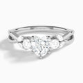 Heart Willow Three Stone Lab Grown Diamond Engagement Ring In Platinum - Lucenjuri