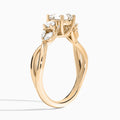 Asscher Willow Three Stone Lab Diamond Engagement Ring In 14K Rose Gold, Angle View