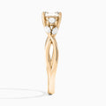 Asscher Willow Three Stone Lab Diamond Engagement Ring In 14K Rose Gold, Side View