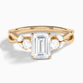 Emerald Willow Three Stone Lab Diamond Engagement Ring In 14K Rose Gold - Lucenjuri