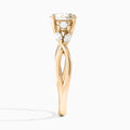 Oval Willow Three Stone Lab Diamond Engagement Ring In 14K Rose Gold, Side View