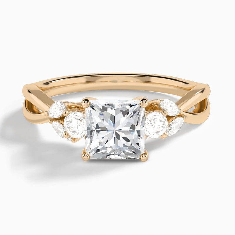 Princess Willow Three Stone Lab Diamond Engagement Ring In 14K Rose Gold - Lucenjuri