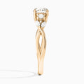 Round Willow Three Stone Lab Diamond Engagement Ring In 14K Rose Gold, Side View