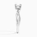 Asscher Willow Three Stone Lab Diamond Engagement Ring In 18K White Gold, Side View