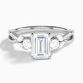 Emerald Willow Three Stone Lab Diamond Engagement Ring In 14K White Gold - Lucenjuri