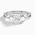 Oval Willow Three Stone Lab Diamond Engagement Ring In 18K White Gold - Lucenjuri