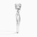 Round Willow Three Stone Lab Diamond Engagement Ring In 14K White Gold, Side View