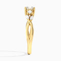Cushion Willow Three Stone Lab Diamond Engagement Ring In 14K Yellow Gold, Side View
