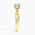 Round Willow Three Stone Lab Diamond Engagement Ring In 18K Yellow Gold, Side View