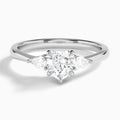 Heart Petite Couture Three Stone Lab Diamond Engagement Ring In Platinum - Lucenjuri