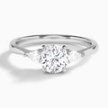 Round Petite Couture Three Stone Lab Diamond Engagement Ring In Platinum - Lucenjuri