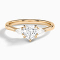 Heart Petite Three Stone Lab Diamond Engagement Ring In 14K Rose Gold - Lucenjuri