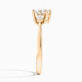 Heart Petite Three Stone Lab Diamond Engagement Ring In 14K Rose Gold, Side View