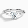 Radiant Petite Three Stone Lab Diamond Engagement Ring In 14K White Gold - Lucenjuri