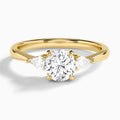 Round Petite Three Stone Lab Diamond Engagement Ring In 14K Yellow Gold - Lucenjuri