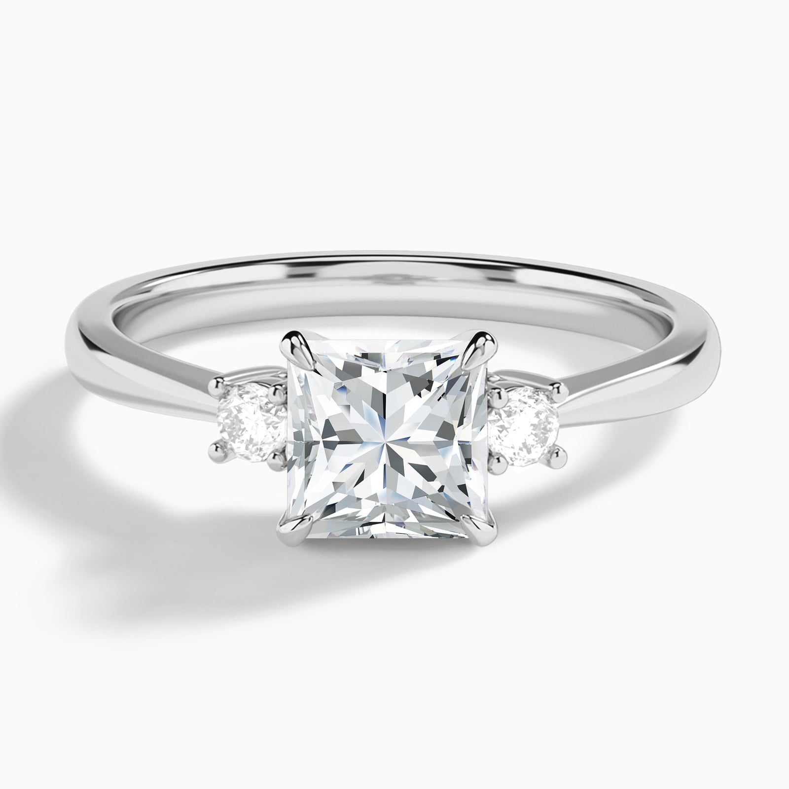 Princess Mona Three Stone Lab Grown Diamond Engagement Ring In Platinum - Lucenjuri