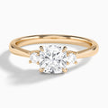 Cushion Mona Three Stone Lab Diamond Engagement Ring In 14K Rose Gold - Lucenjuri