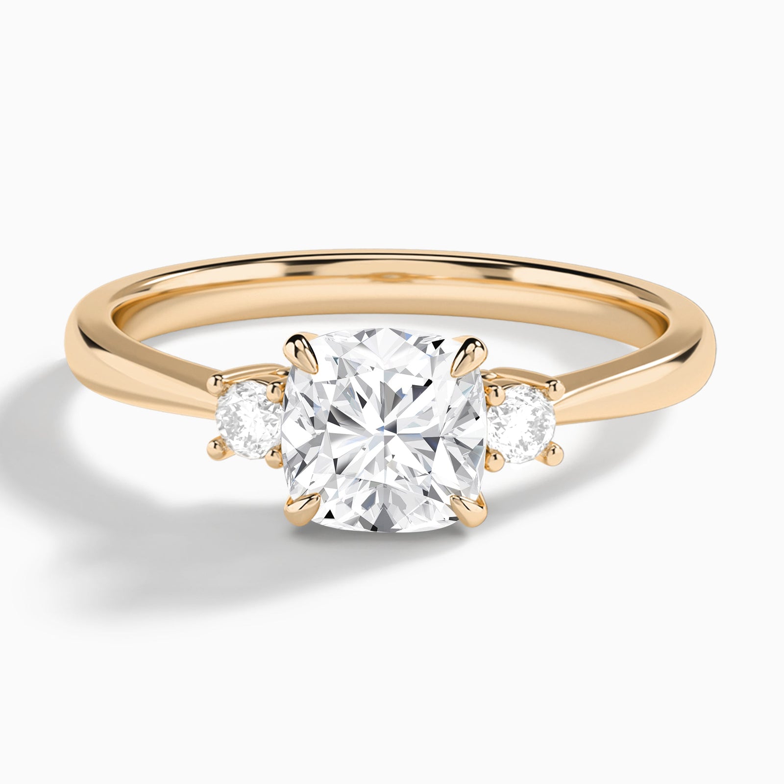 Cushion Mona Three Stone Lab Diamond Engagement Ring In 14K Rose Gold - Lucenjuri