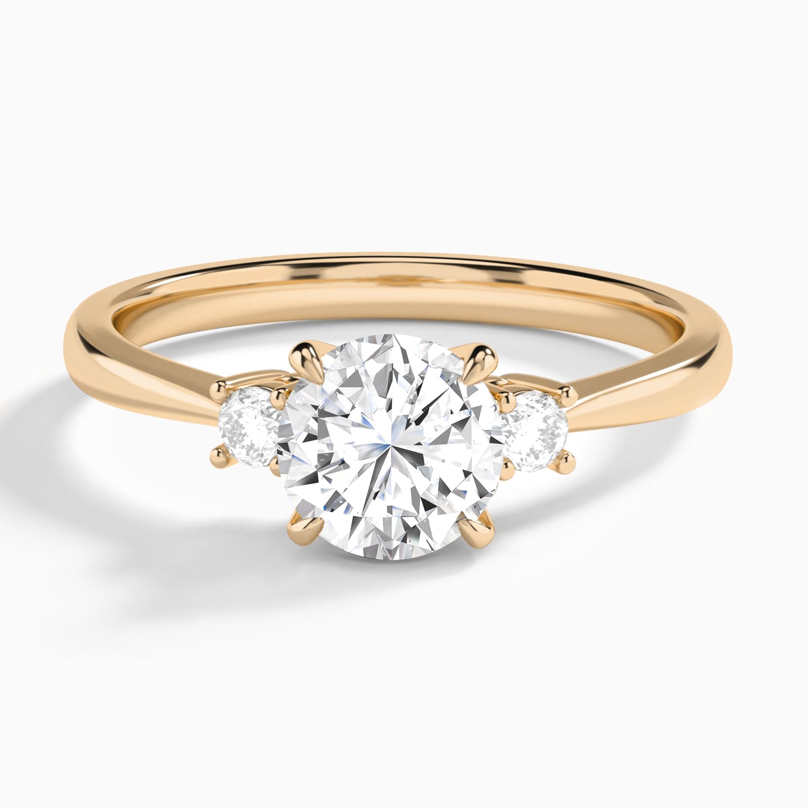 Round Mona Three Stone Lab Diamond Engagement Ring In 14K Rose Gold - Lucenjuri