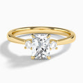 Radiant Mona Three Stone Lab Diamond Engagement Ring In 18K Yellow Gold - Lucenjuri