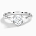 Heart Luxe Trillion Cut Three Stone Lab Diamond Engagement Ring In Platinum - Lucenjuri