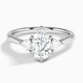 Pear Luxe Trillion Cut Three Stone Lab Diamond Engagement Ring In Platinum - Lucenjuri